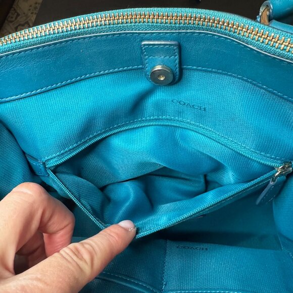 Coach Crosby Carryall Turquoise Leather Handbag - Picture 8 of 13